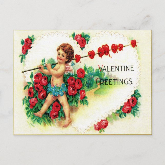 Vintage Valentine Holiday Postcard (Front)