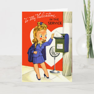 Vintage Valentine in the Service Card