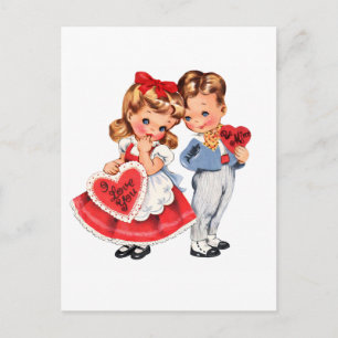 Vintage Valentine Kids Postcard
