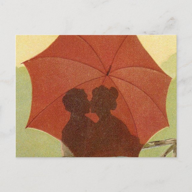 Vintage Valentine Kiss ! Holiday Postcard (Front)