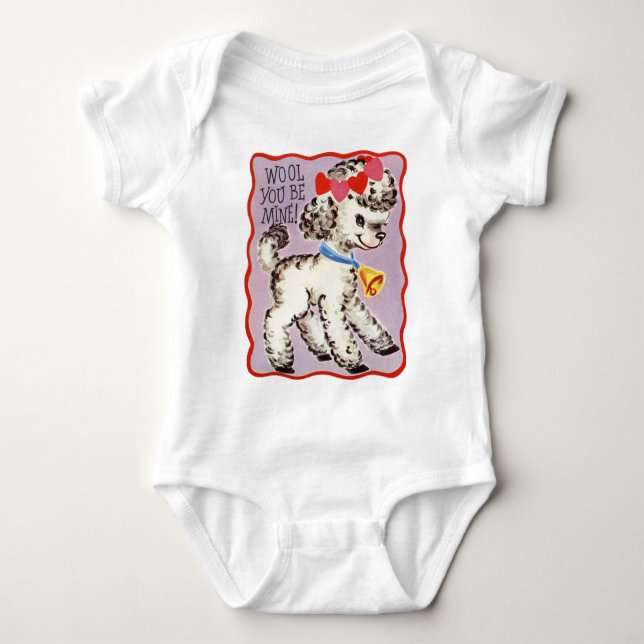 Vintage Valentine Lamb Baby Bodysuit (Front)
