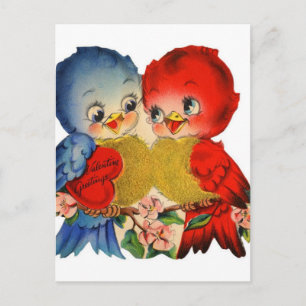 Vintage Valentine Love Birds Holiday Postcard