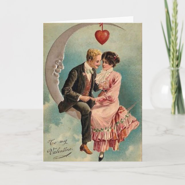 Vintage Valentine Lovers Holiday Card (Front)
