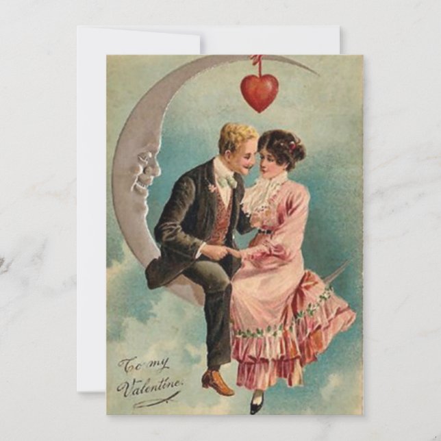 Vintage Valentine Lovers Holiday Card (Front)