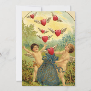 Vintage Valentine My Love Cherubs Holiday Card