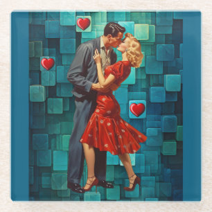 VINTAGE VALENTINE PASSION GLASS COASTER