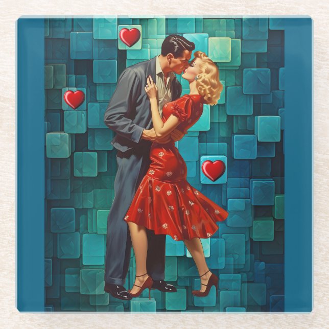 VINTAGE VALENTINE PASSION GLASS COASTER (Front)