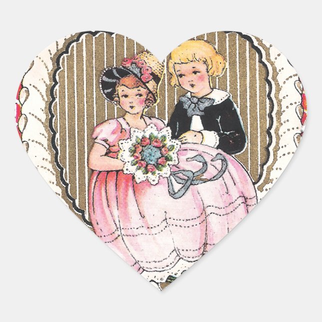 Vintage Valentine Picture Heart Sticker (Front)