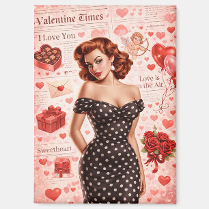 Vintage Valentine Pin-Up Girl Magnet