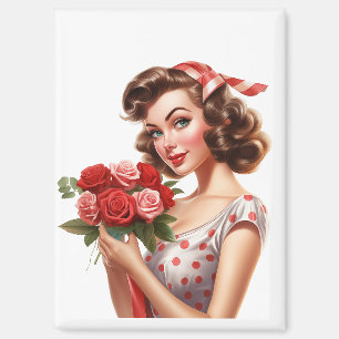 Vintage Valentine Pin-Up Girl Magnet