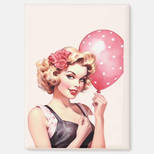 Vintage Valentine Pin-Up Magnet – Sweetheart Sally (Front)