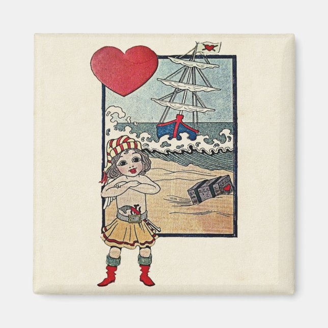 Vintage Valentine Postcard Magnet (Front)