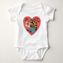 Vintage Valentine Racoon Baby Bodysuit