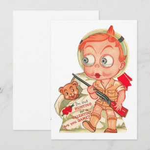 Vintage Valentine’s Day Boy Hunting Holiday Card