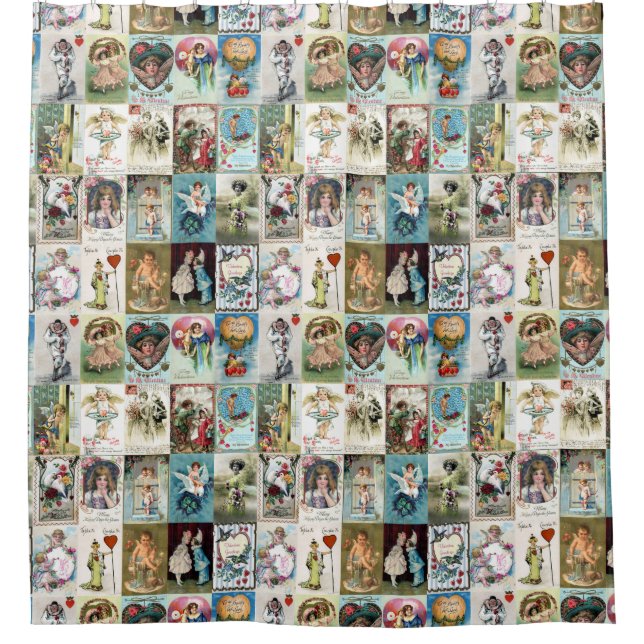 Vintage Valentine Shower Curtain (Front)