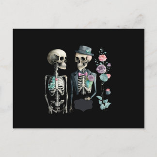 Vintage Valentine Skeleton Couple Postcard