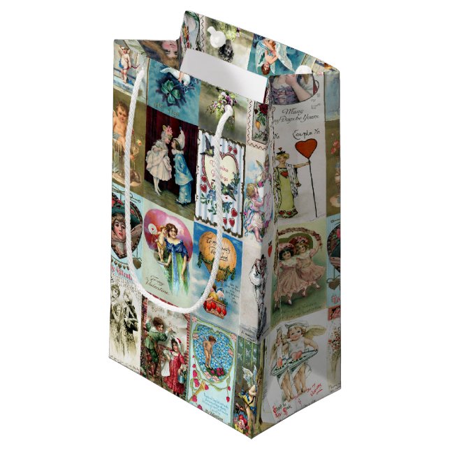 Vintage Valentine Small Gift Bag (Front Angled)