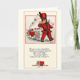 Vintage Valentine Soldier Love War Holiday Card