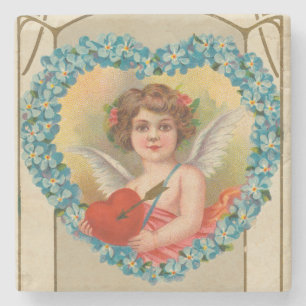 Vintage Valentine, Stecher Litho Company, ca. 1910 Stone Coaster