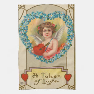 Vintage Valentine, Stecher Litho Company, ca. 1910 Tea Towel