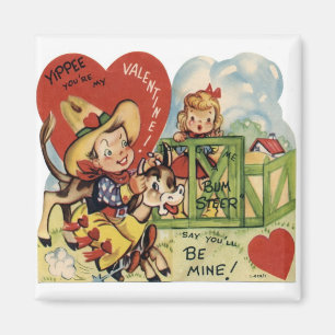 Vintage Valentine Steer Magnet