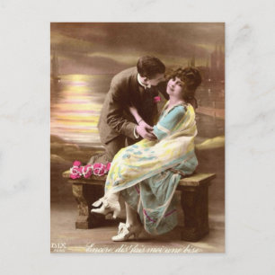 Vintage Valentine Sunset Holiday Postcard