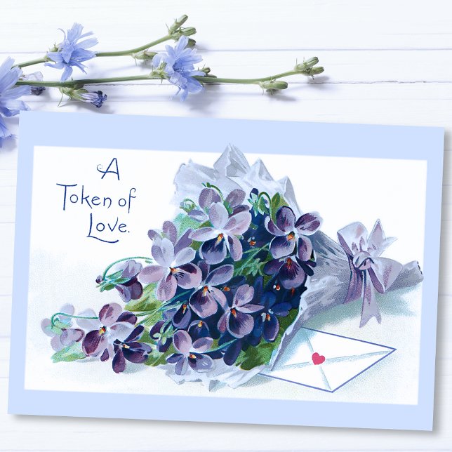 Vintage Valentine Violets and Greeting Holiday Card (Creator Uploaded)