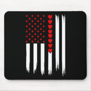 Vintage Valentines Day American Flag Hearts Mens B Mouse Pad