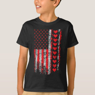 Vintage Valentines Day American Flag Hearts Mens B T-Shirt