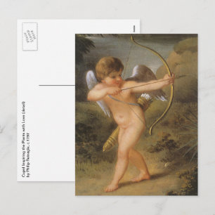 Vintage Valentines Day, Bow and Arrow Cupid Forest Holiday Postcard