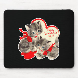 Vintage Valentine's Day Cat Kitten Kitty Retro Val Mouse Pad