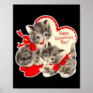 Vintage Valentine's Day Cat Kitten Kitty Retro Val Poster