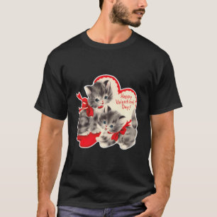 Vintage Valentine'S Day Cat Kitten Kitty Retro Val T-Shirt