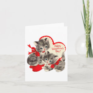 Vintage Valentines Day Cat Kitten Kitty Retro Vale Card