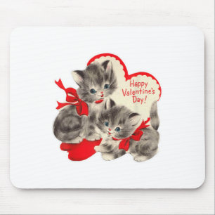 Vintage Valentines Day Cat Kitten Kitty Retro Vale Mouse Pad