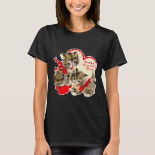 Vintage Valentine's Day Cat Kitty Kitten Retro Val T-Shirt