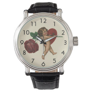 Vintage Valentine's Day Cherub and Victorian Rose Watch