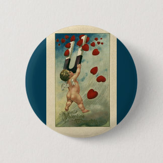 Vintage Valentine's Day, Cherub with Magnet Hearts 6 Cm Round Badge
