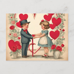 Vintage Valentine's Day Children Holiday Postcard