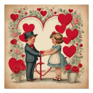 Vintage Valentine's Day Children Poster