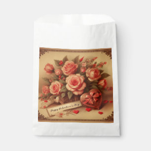 Vintage Valentine's Day Chocolates and Flowers Favour Bags