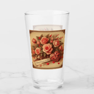 Vintage Valentine's Day Chocolates and Flowers Glass