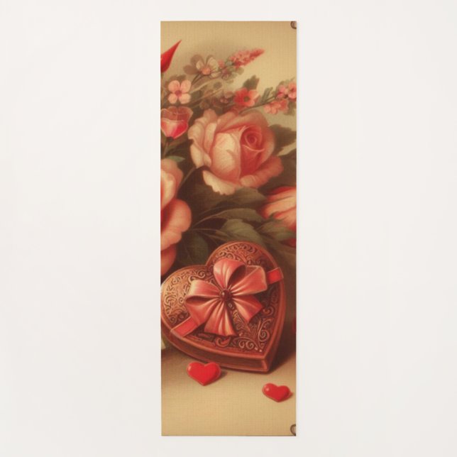 Vintage Valentine's Day Chocolates and Flowers Yoga Mat (Front)