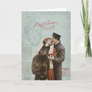 Vintage Valentine's Day Couple Love Heart Collage Holiday Card
