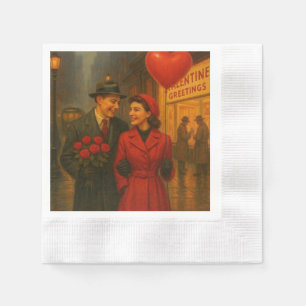 Vintage Valentine's Day couple Napkin