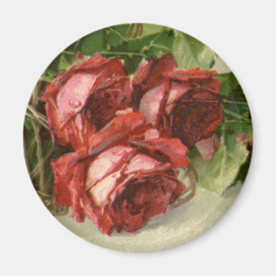 Vintage Valentine's Day, Crimson Red Roses Magnet