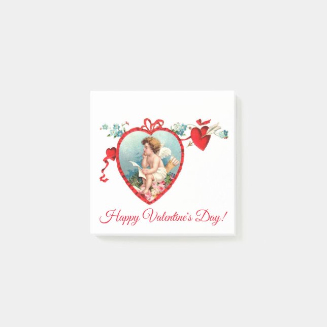 Vintage Valentine's Day Cupid Post-it Notes (Front)