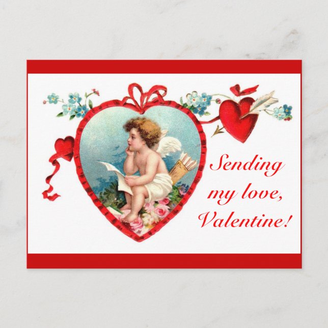 Vintage Valentine's Day Cupid Postcard (Front)