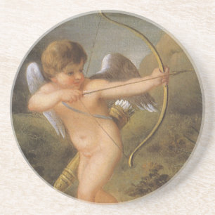 Vintage Valentines Day, Cupid with Bow and Arrow Coaster