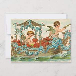 vintage valentines day cute heart cupid cherubs holiday card